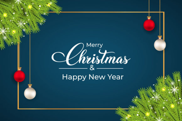 Christmas Template with Green Leaves – A Festive Graphic for Small Business Branding