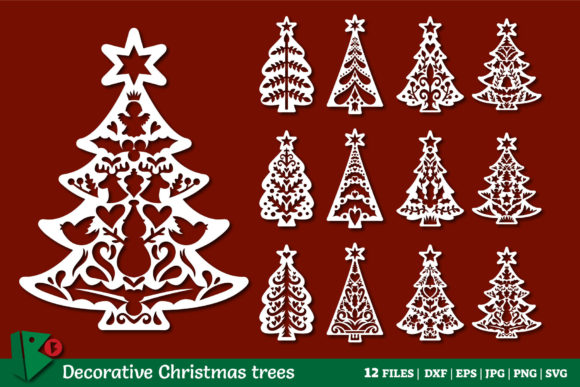 Christmas Trees Cutting Crafts: A Versatile Graphic Design Asset for Holiday Content