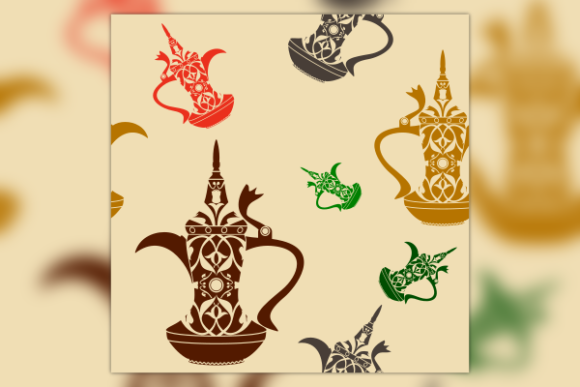 Dallah Arab Coffee Pot Seamless Pattern Graphics