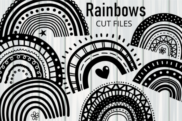 Hand Drawn Doodle Rainbow Cut Files for Graphics