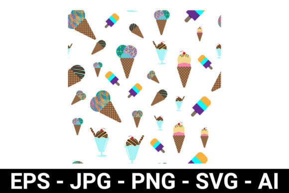 Ice Cream Seamless Pattern for Graphics & Patterns