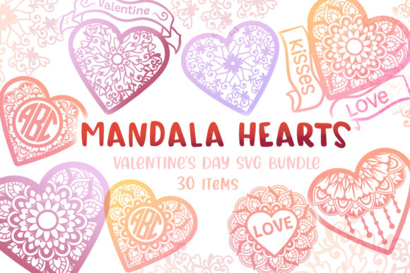 Mandala Hearts Valentine Bundle: Graphics & Crafts
