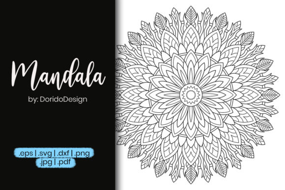 Mandala Outline Design for Coloring Page Graphics