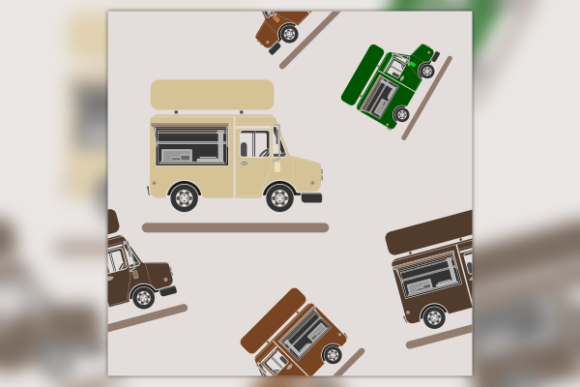 Side View Food Truck Seamless Pattern Graphics & Patterns
