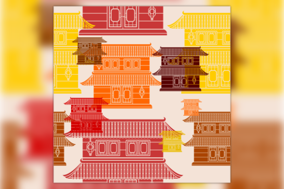 Two Level Roofs Chinese Building Pattern Graphics