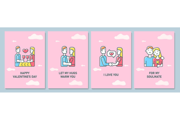 Valentines Day Greeting Card Set Graphics Review