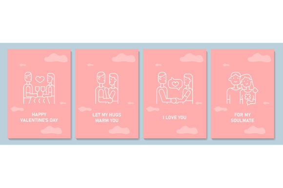 Valentines Day Postcard with Icons Set Graphics Review